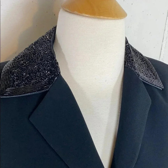 Evan-Picone Dress 8 black sequined collar/button elegant blazer - Picture 4 of 9